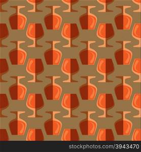 vector colored pop art style orange cognac glass seamless pattern on brown background&#xA;