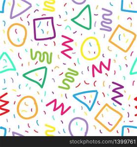 Vector Colored seamless pattern with geometric shapes. Stock illustration for backgrounds, textiles and packaging.