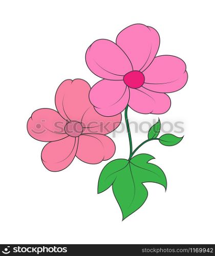 Vector colored silhouette of a beautiful flower isolated on a white background for a theme design. Flat style.