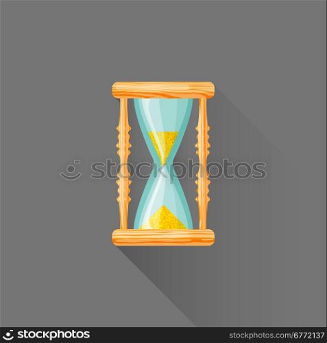 vector colored wood elements flat design hourglass isolated illustration gray background long shadow&#xA;