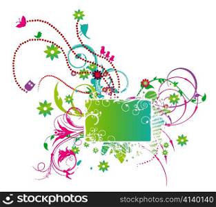 vector colorful abstract floral frame