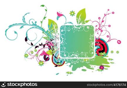 vector colorful abstract floral frame