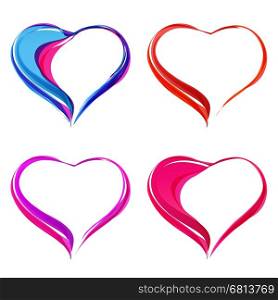 Vector colorful abstract hearts, set heart color