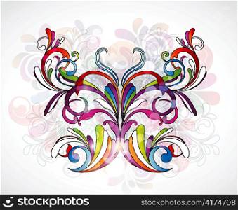 vector colorful abstract illustration with butterfly made of floral