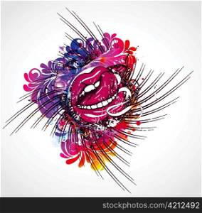 vector colorful abstract illustration with mouth