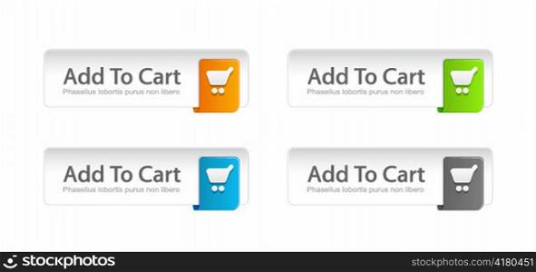 vector colorful add to cart buttons set