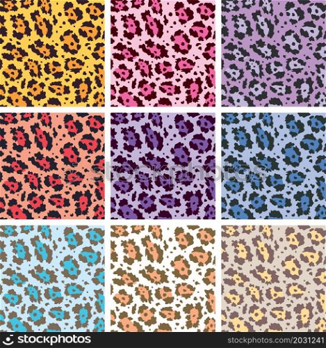 vector colorful animal skin textures of leopard