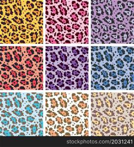 vector colorful animal skin textures of leopard