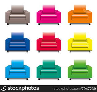 vector colorful armchair set