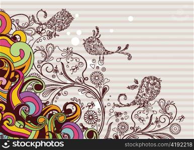 vector colorful background with abstract birds