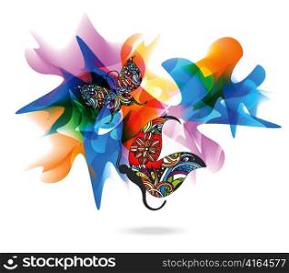 vector colorful butterflies with abstract background