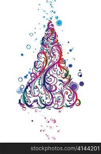 vector colorful christmas tree with circles