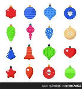 vector colorful collection of christmas balls for happy new year and merry christmas illustrations. set of christmas ball shapes isolated on white background