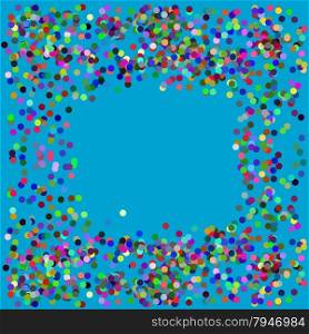 Vector Colorful Confetti Frame Isolated on Azure Background. Vector Confetti Frame