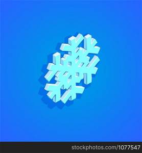 vector colorful design isometric geometric snowflake icon illustration isolated blue background. isometric geometric snowflake illustration