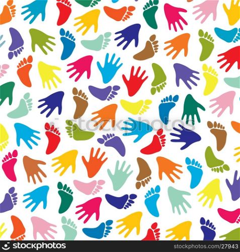 vector colorful feet and hands background