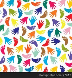 vector colorful feet and hands background