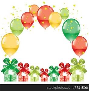 vector colorful festive balloons and gift boxes