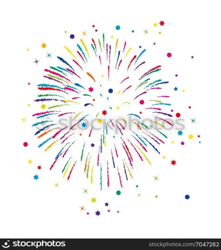 vector colorful fireworks background with stars and sparkles