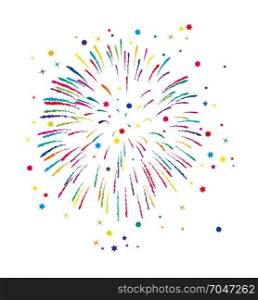 vector colorful fireworks background with stars and sparkles