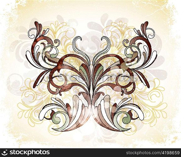 vector colorful floral background with butterfly