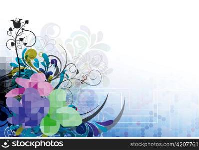 vector colorful floral background with plumeria