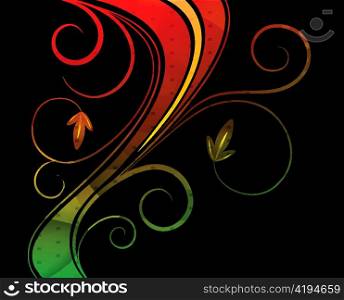 vector colorful floral background with waves