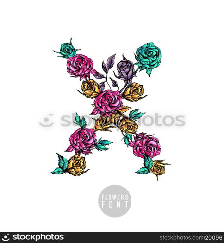 Vector colorful flower font. Can be used banners, invitation, congratulation or website layout vector