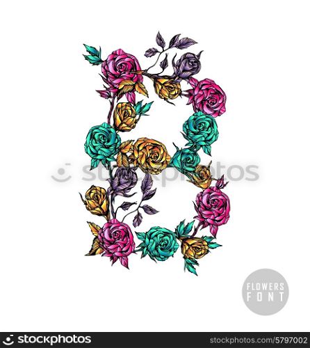 Vector colorful flower font. Can be used banners, invitation, congratulation or website layout vector