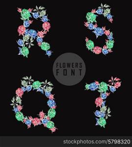 Vector colorful flower font. Can be used banners, invitation, congratulation or website layout vector