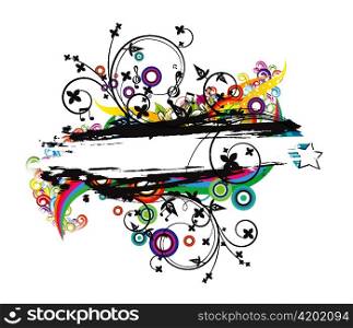vector colorful grunge floral frame