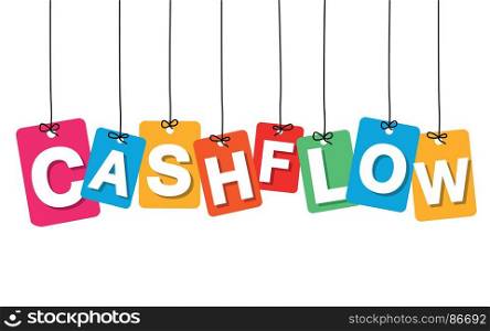 Vector colorful hanging cardboard. Tags - cashflow. Vector colorful hanging cardboard. Tags - cashflow on white background