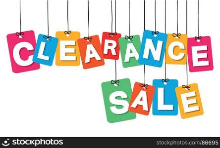 Vector colorful hanging cardboard. Tags - clearance sale. Vector colorful hanging cardboard. Tags - clearance sale on white background