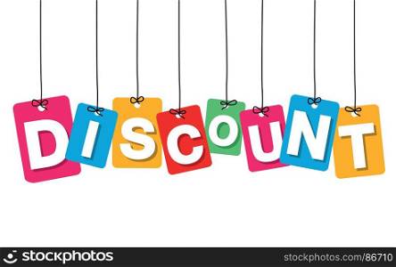 Vector colorful hanging cardboard. Tags - discount. Vector colorful hanging cardboard. Tags - discount on white background