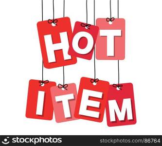 Vector colorful hanging cardboard. Tags - hot item. Vector colorful hanging cardboard. Tags - hot item on white background