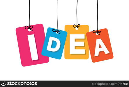 Vector colorful hanging cardboard. Tags - idea. Vector colorful hanging cardboard. Tags - idea on white background
