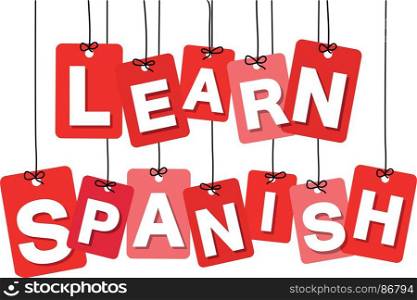 Vector colorful hanging cardboard. Tags - learn english. Vector colorful hanging cardboard. Tags - learn english on white background