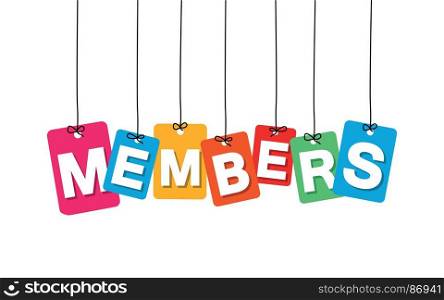 Vector colorful hanging cardboard. Tags - members. Vector colorful hanging cardboard. Tags - members on white background