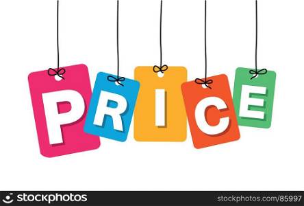Vector colorful hanging cardboard. Tags - price. Vector colorful hanging cardboard. Tags - price on white background