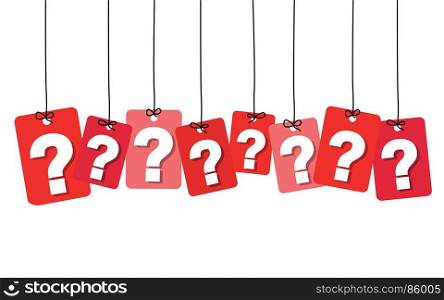 Vector colorful hanging cardboard. Tags - questions. Vector colorful hanging cardboard. Tags - questions on white background