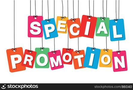 Vector colorful hanging cardboard. Tags - special promotion. Vector colorful hanging cardboard. Tags - special promotion on white background