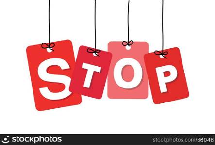 Vector colorful hanging cardboard. Tags - stop smoking. Vector colorful hanging cardboard. Tags - stop smoking on white background