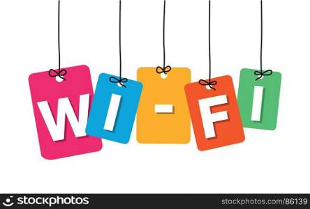 Vector colorful hanging cardboard. Tags - wi-fi. Vector colorful hanging cardboard. Tags - wi-fi on white background