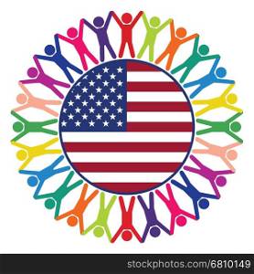 vector colorful icon, people of United States of America