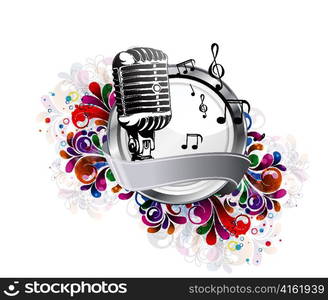 vector colorful music illustration with microphone