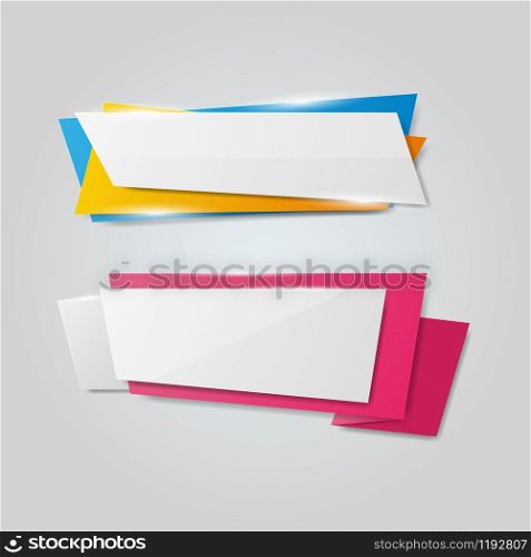 Vector Colorful of origami paper banners on a gray background
