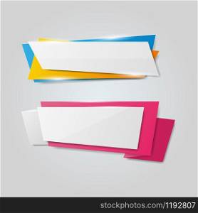 Vector Colorful of origami paper banners on a gray background
