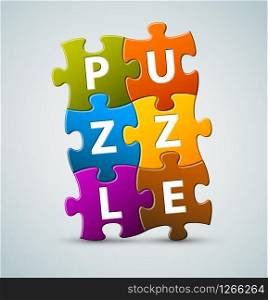 Vector colorful puzzle lettering - made from puzzle pieces