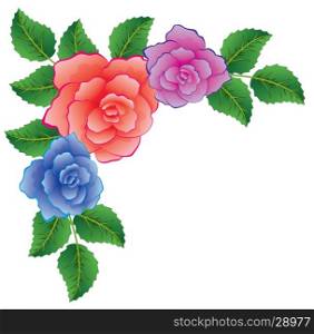 vector colorful roses with leaves