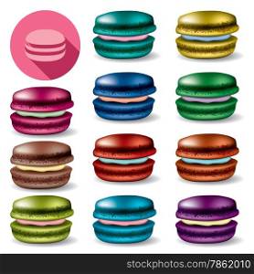 vector colorful set of colorful macarons